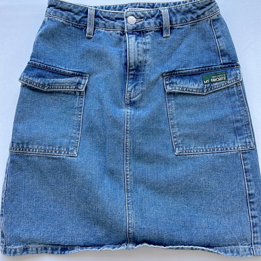 Cache denim cargo skirt